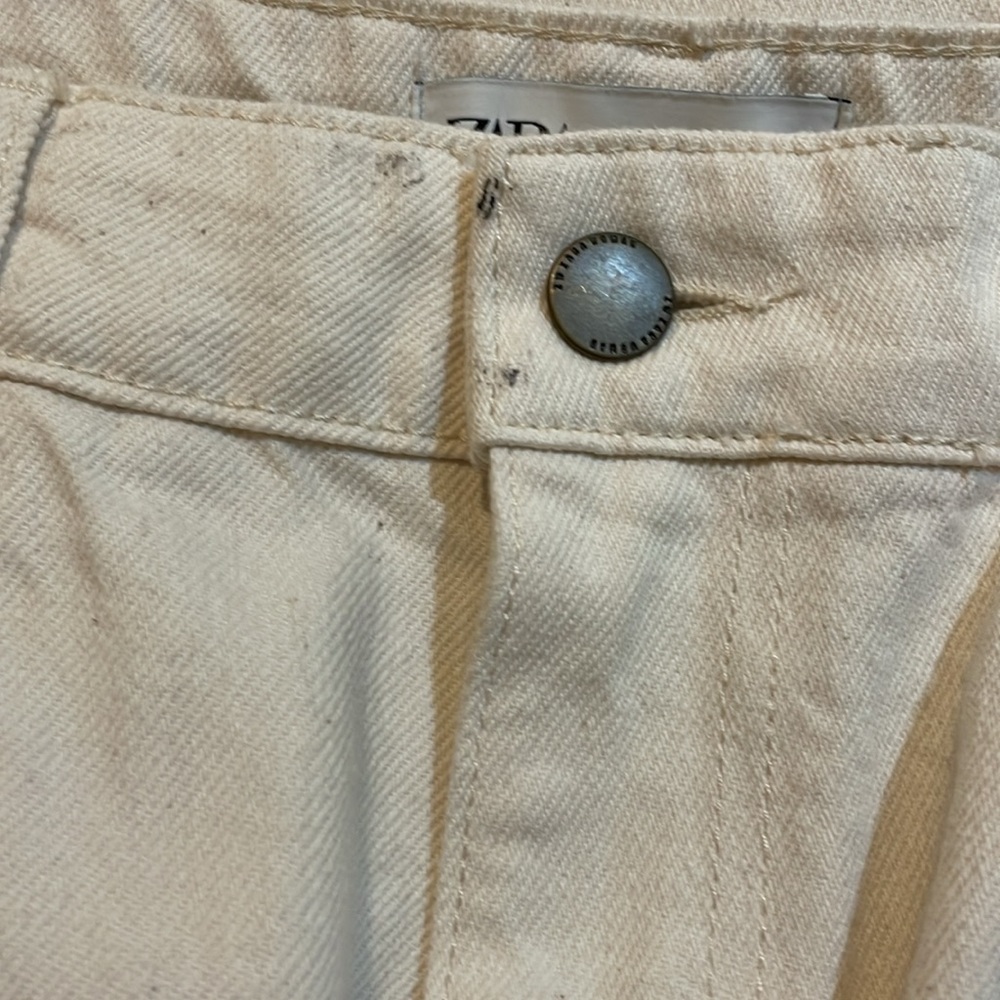 SALE TODAY!! ZARA high rise wide leg “skater” off white jeans size 8 - Picture 4 of 11